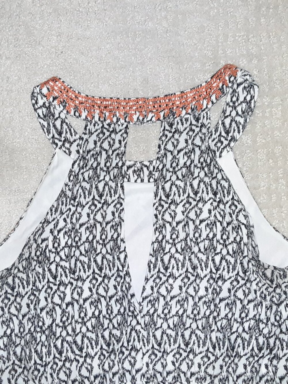 THML Maxi Dress * Black & White Batik; Orange Embroidery *EUC* Lined Bodice* XXL - Picture 4 of 6